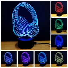 ФОТО Acrylic 7 Colors Changing 3D LED night light Head LED Table Lamp Bedroom lamp Novelty Indoor Bedside Decoration Night Light