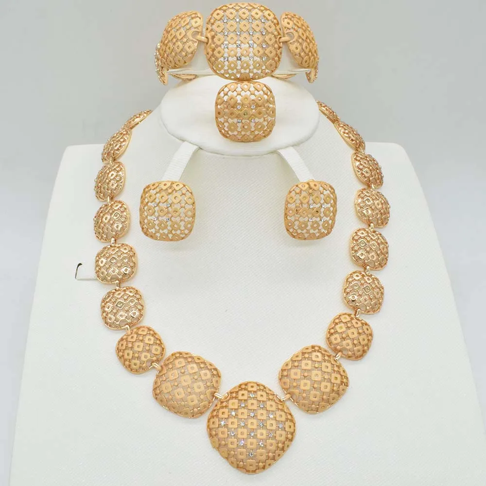 

2018 NEW 4SETS Hot sale dubai gold plat High quality Fashion jewelry set Africa wedding women jewelry set earring