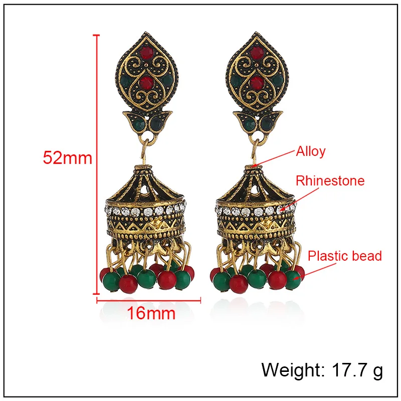 New Earrings Retro National Wind Hollow Carved Bells Alloy Earrings