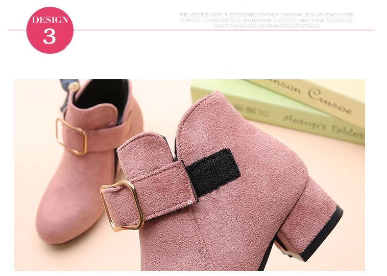 Children Shoes Girl Leather Boots Spring New Princess Ankle Zip Boots Girl Fashion Spring Shoes Kid Shoes For Girl Short boots