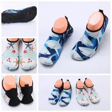 1 пара, унисекс, утолщенная подошва, босиком, Пляжная водонепроницаемая обувь, милый мультфильм, Акула, морская звезда, принт, серфинг плавание, спорт, быстросохнущая, Аква