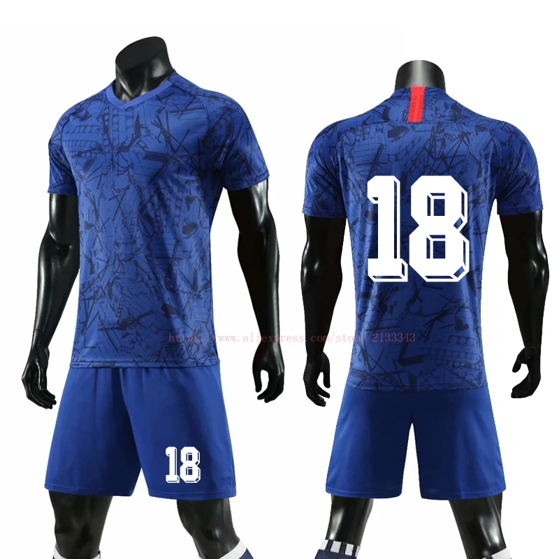 Мужские и Детские комплекты футбольные комплекты одежды для футбола, спортивный костюм, футболка с короткими рукавами и надписью(без логотипа - Цвет: Number 18