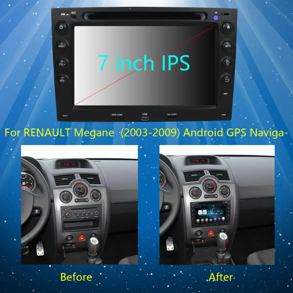 Discount 7" IPS 1920*1080 8 Core 4G+64G Android 9.0 Car DVD Player For Renault Megane 2 ii 2003 2004 2005 2006 2007 2008 2009 CarPlay 2