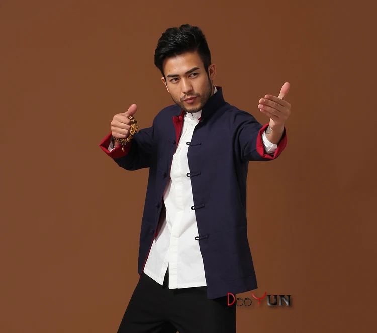 

Hot Selling Chinese Men's Kung Fu Jacket Reversible Two-Face Linen Coat Men's Cotton Outerwear S M L XL XXL XXXL