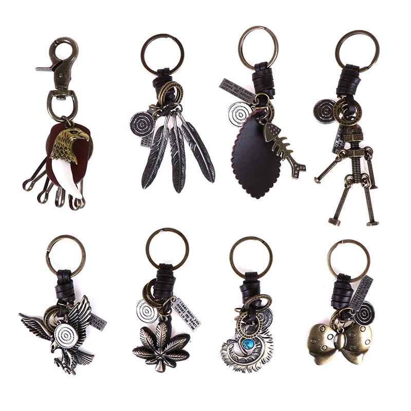 

Fashion Vintage Key Ring Wing Butterfly Leaf Feathers Eagle Pendant Men Keychain Gift
