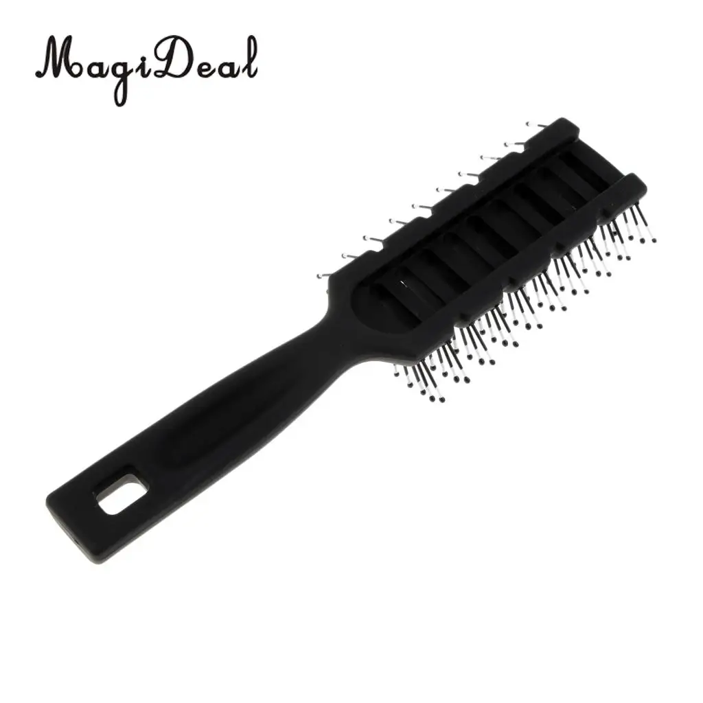 Vented 10 Row Styling Hairbrush Detangler Comb for Wet Dry Long Hair Black