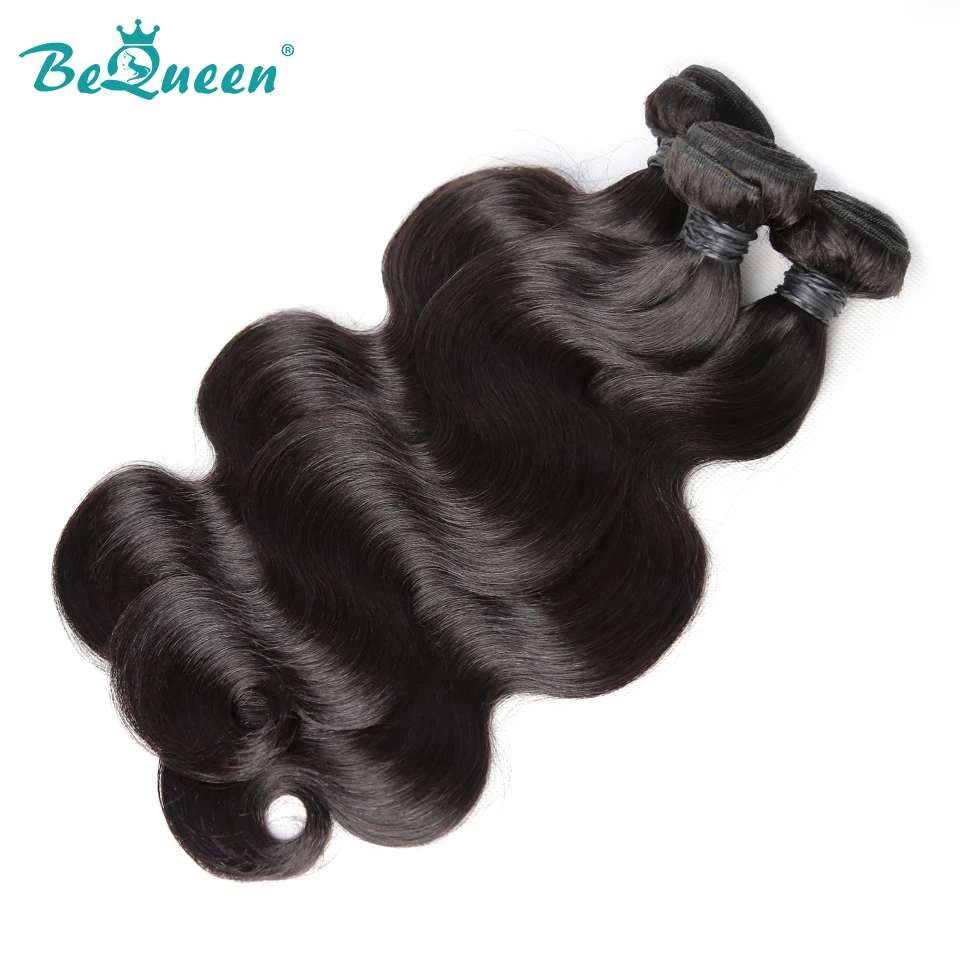 BeQueen бразильские волосы плетение 3 пучка с закрытием волнистые человеческие волосы пучки с закрытием необработанные девственные