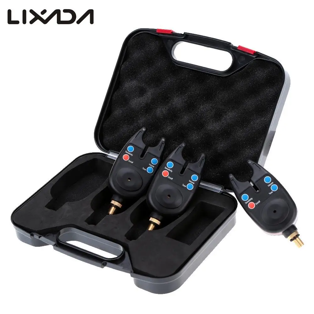 

New 3Pcs/Set Wireless Fishing Bite Alarms Water Resistant Adjustable Tone Volume Sensitivity Blue LED Alert with Case