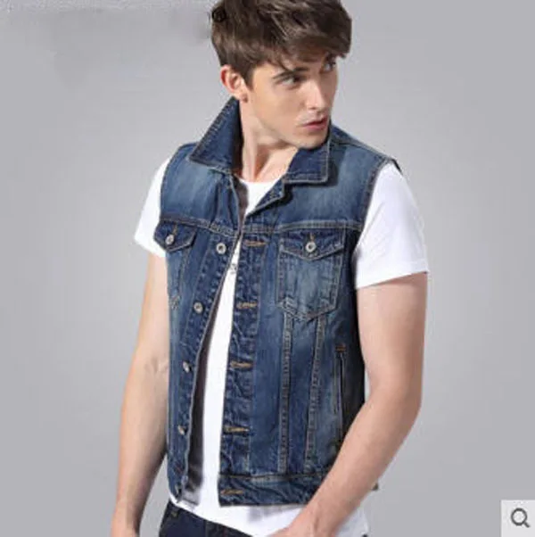 Denim sleeveless jacket for men Clearance
