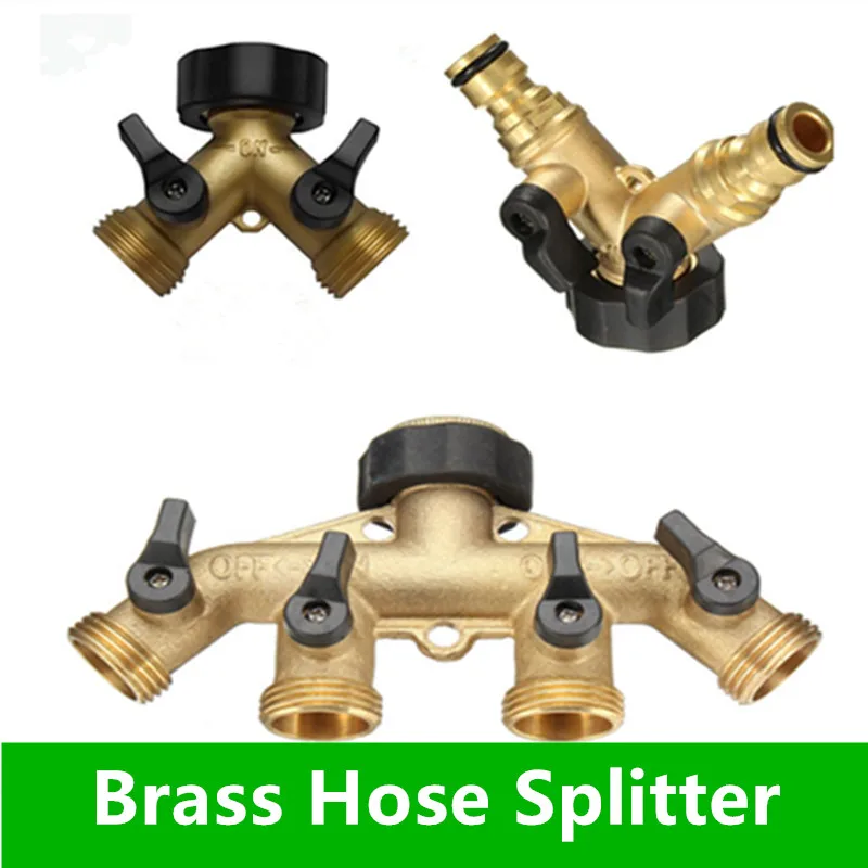 

Brass Garden 4 Way Tap Connector 3/4'' Hose Pipe Splitter Drip Irrigation Connectors for Garden Watering System D110