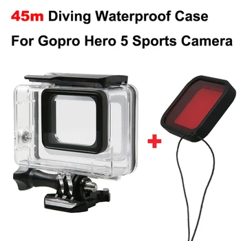 

Go pro Hero 7 6 5 Accessories Waterproof Protection Housing Case Diving 45M Protective Red Filter For Gopro Hero5 Hero6 5 black
