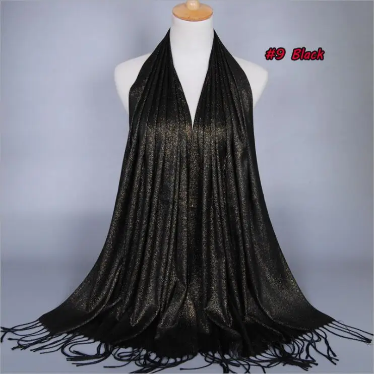 MSAISS 180*60 женский шарф с кисточками золотистой нитью, женский шарф-шаль, Элегантный удлиненный шейный платок B324 - Цвет: 9