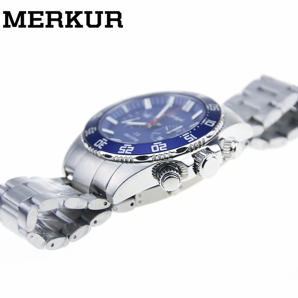 

Mens Seagull movement Chronograph Diver Pilot Watch 100M Mechanical Sapphire