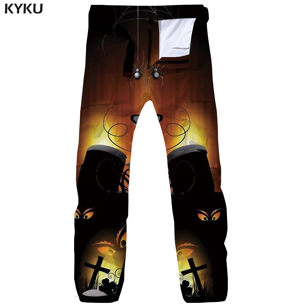 Kyku Marca Halloween Cargo Pantalones Hombres Calabaza Impresion