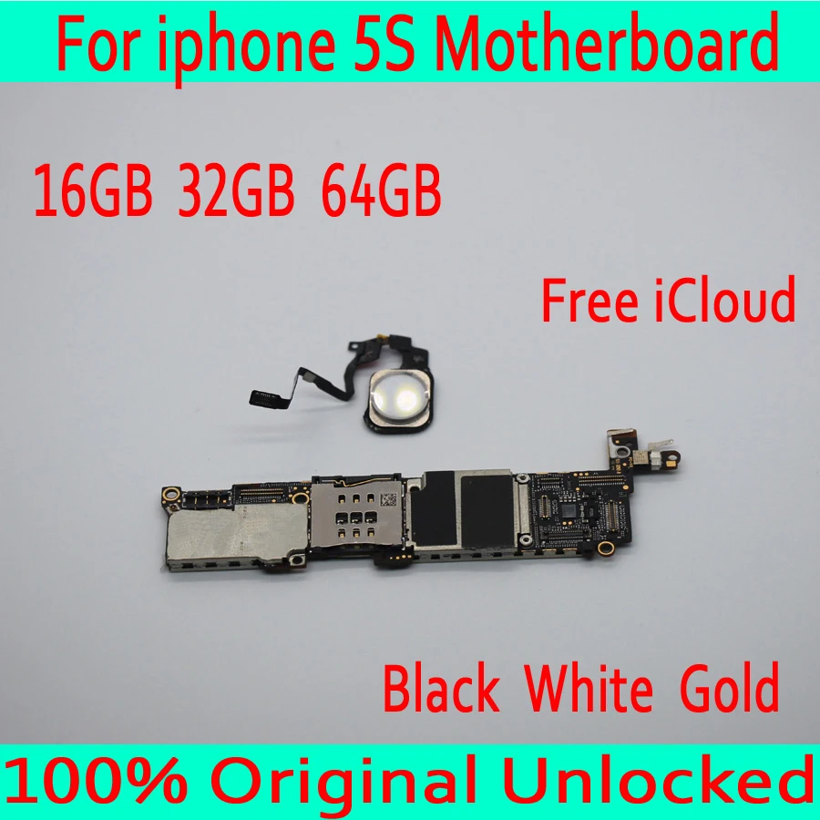 

For iphone 5S Motherboard with Touch ID,Original unlocked for iphone 5S Mainboard with IOS System,Black White Gold