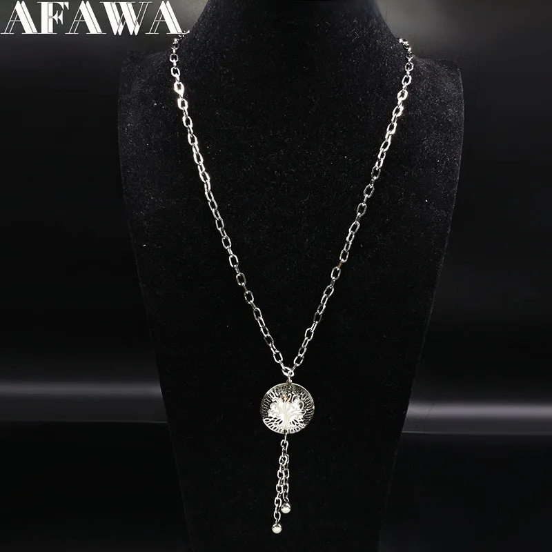 

2019 Fashion Tree of Life Stainless Steel Necklaces for Women Silver Color Long Necklace Jewelry Gift collares largos N17965