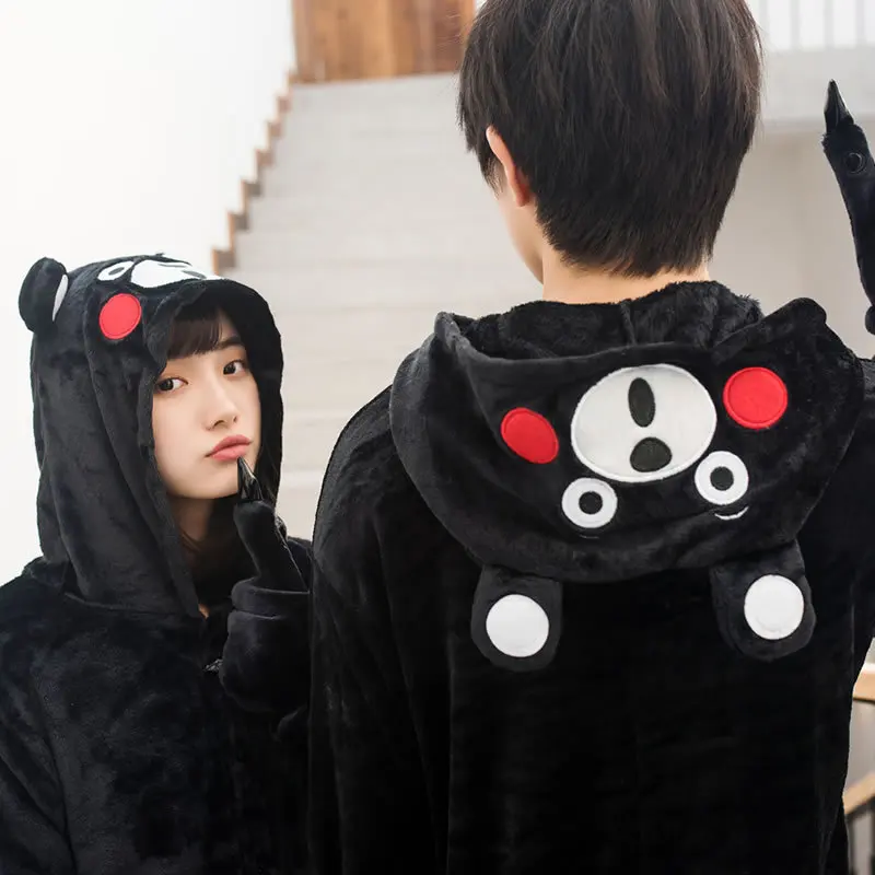 Kigurumi черная Пижама Kumamon аниме косплей костюмы на Хэллоуин мишка комбинезоны