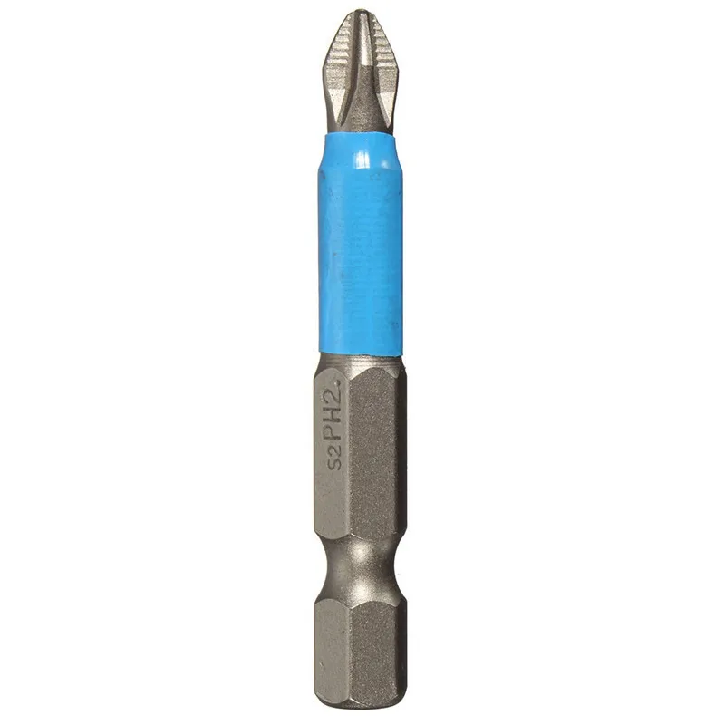 10 шт./компл. 50 мм Магнитная отвертка для Philips Ph2 отвертка для винтов с головкой бит Нескользящие Электрический Бит шестнадцатеричный хвостовик с одной стороны головки