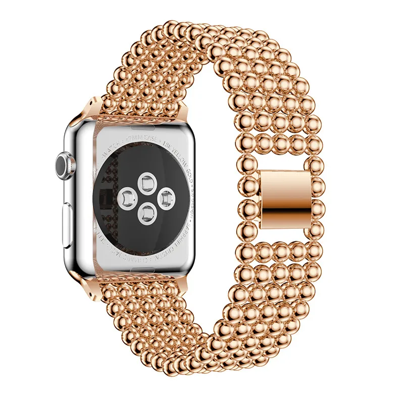 Роскошный ремешок для часов Apple Watch 42 мм 38 мм ремешок Золотые бусы из нержавеющей стали для iwatch 1 2 3 серии ремешок стальной браслет ремень