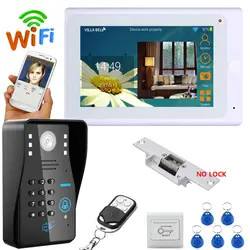 7 "TFT проводной/Беспроводной Wi-Fi RFID пароль видео Дверные звонки домофон Системы с Электрический замок Удар + IR- С hd1000tvl