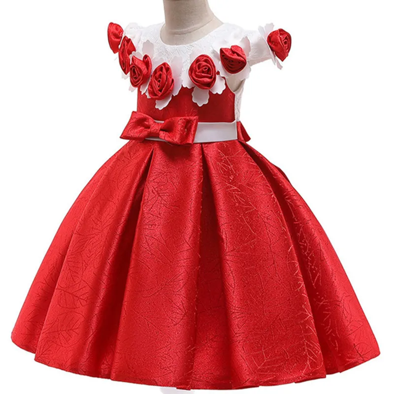 Новинка; платье с короткими рукавами и цветочным узором для маленьких девочек; костюм для девочек; платье принцессы с цветочным рисунком; милое Элегантное свадебное платье с бантом и цветочным узором для девочек