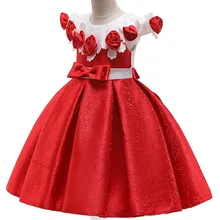 Новинка; платье с короткими рукавами и цветочным узором для маленьких девочек; костюм для девочек; платье принцессы с цветочным рисунком; милое Элегантное свадебное платье с бантом и цветочным узором для девочек