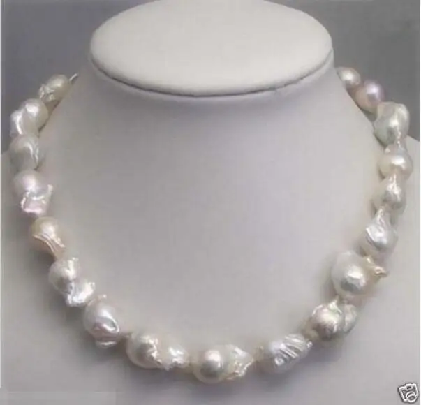 

Hot sale new Style >>>>>REAL HUGE 18-28mm SOUTH SEA WHITE BAROQUE PEARL NECKLACE 18" 14KGP