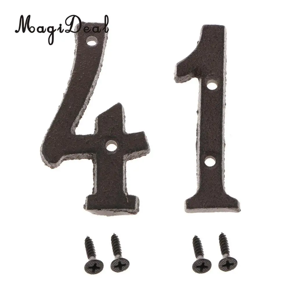 2pcs Cast Wrought Iron Black Antique House Door Number Signs Digits Sticker Plate 1 4