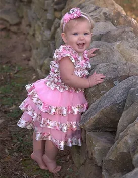 

Baby Girl Easter Dresses Infant Girl Pink Floral Chiffon Dress Toddlers Easter Outfit Children Clothes Dresses