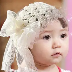 Для маленьких девочек кружево цветок лук повязка для волос Детские головные уборы характер Мода Новинка эластичные резинки для волос