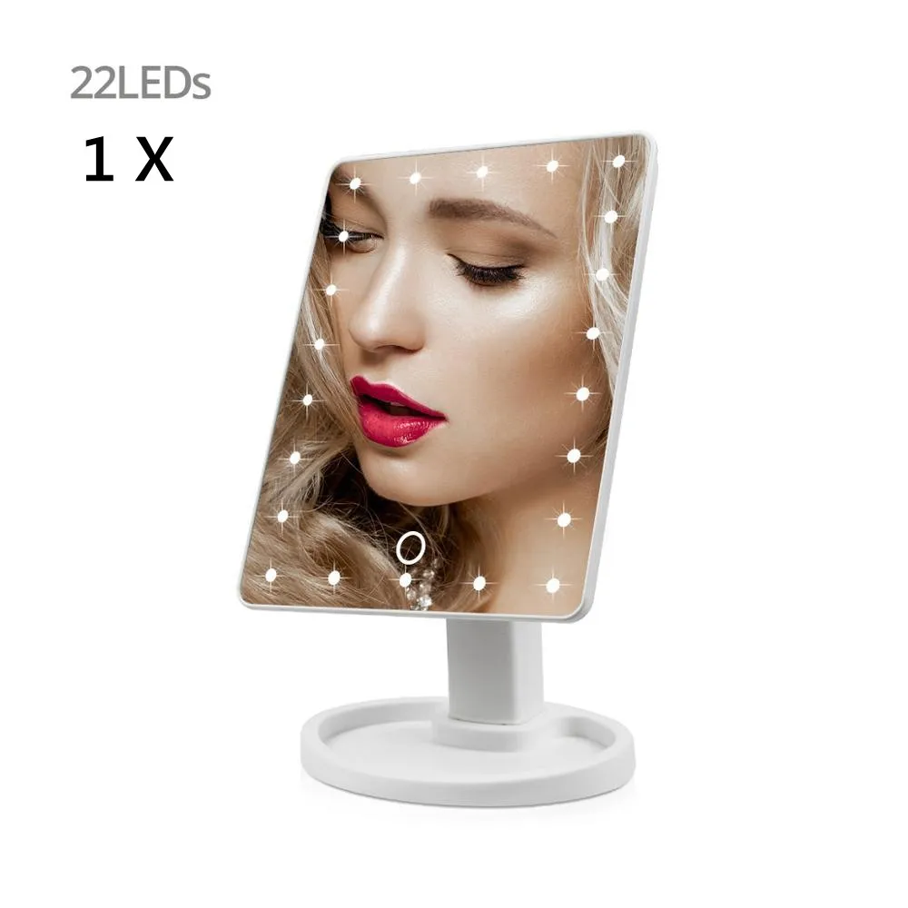 22 LEDs White Зеркальный стол лампы Для женщин составляют огни 16/22 светодиодный s Touch Сенсор Vanity Свет USB Батарея электрический стол настольная лампа светодиоды для зеркал - Цвет абажура: 22 LEDs White