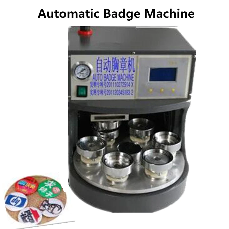 

Automatic Badge Machine with 7 molds Button Making Machinery Pressing Badge Maker