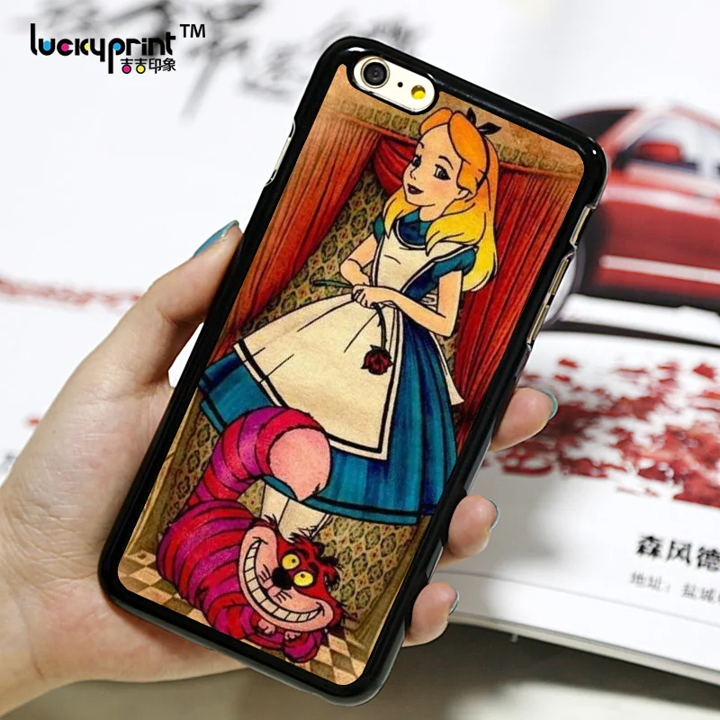 Алиса в стране чудес телефон case для iphone 4s 5s 6 s милый мультфильм darwing coque 5c |