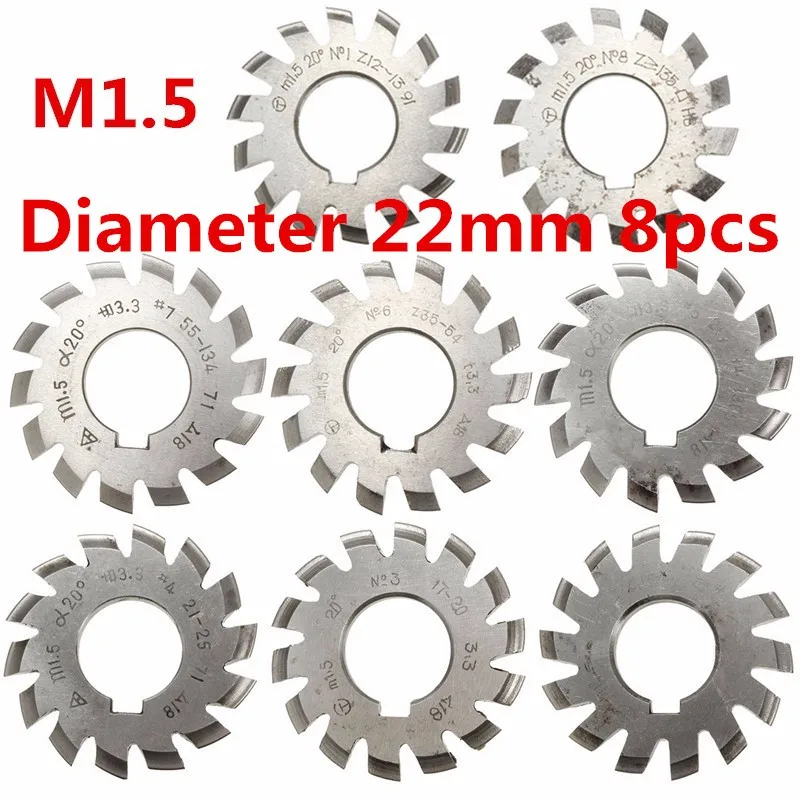 

Module 1.75 M1.75 PA20 Degrees Bore 22mm #1-8 HSS Involute Gear Milling Cutter High Speed Steel Milling Cutter Gear Cutting Tool