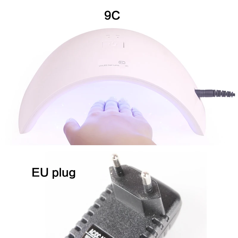 1 шт. 9C 24 Вт УФ светодиодный лампы для ногтей Сушилка ЕС Plug для Быстро сушат Гель-лак станков ногти книги по искусству установка времени 30 s/60 s