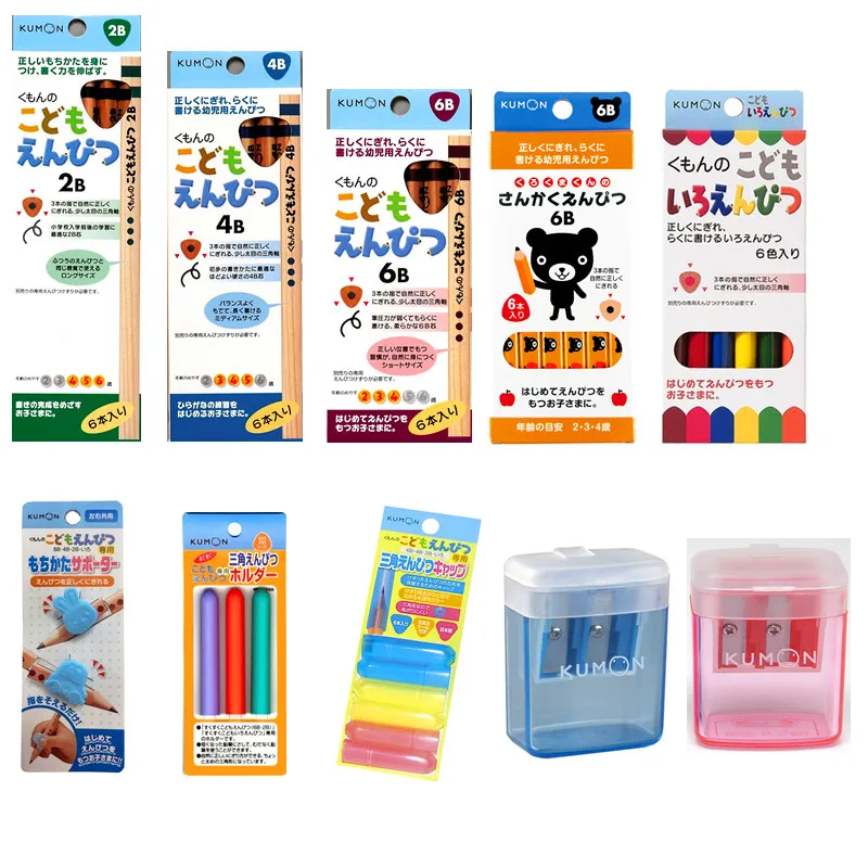 

Children Wood School Triangle Pencils 2b 4b 6b sharpen coloured crayon Holder set by Kumon 6PCS/BOX Correction Writing Posture