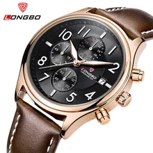 Top Watches Men LONGBO Luxury Brand Designer Leather Fashion Quartz-Watch Men Waterproof Sport Wristwatch Male Relogio Masculino