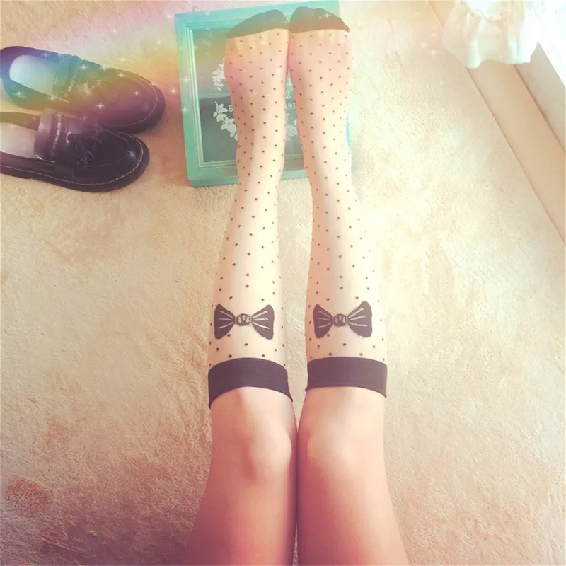 Sexy Women Socks Harajuku Kawaii Hosiery Lolita Funny Socks Medias Vintage College Girls Japanese Students Bow Knee Socks SW152