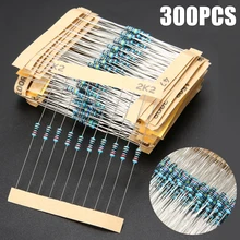 New 300pcs 1/4W 1Ω-1MΩ For LED And Semiconductor Circuits Resistance Assortment Kit 30 Values Metal Film Resistors