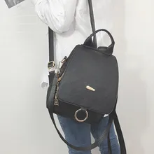 Mochila para mujer, bandolera de piel sintética y nailon, mochilas de viaje, mochila vintage, mochila escolar negra