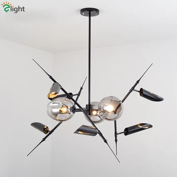 

Post Modern Gray Glass Led Pendant Chandelier Creative 9 Light Led Chandelier Hanging Lamp For Cafe Bar Lustre Lamparas