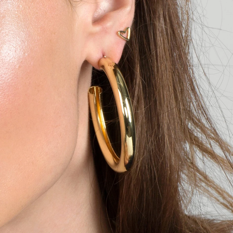 

JUJIA Gold color plated circle creole earrings, Stainless Steel Small Round CHRISSEY HOOP EARRINGS For Women