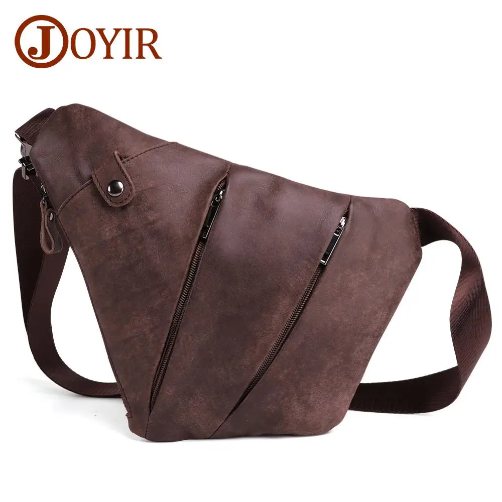 JOYIR, дизайн, компактные нагрудные сумки, защита от кражи, сумки на одно плечо для мужчин, натуральная кожа, сумки через плечо, мужская сумка-мессенджер - Цвет: Coffee