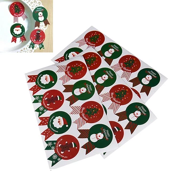 

48pcs=6sheets Colorful Merry Christmas round badge Sticker For Gift Packaging Bags Sealing DIY Decoration Stickers New