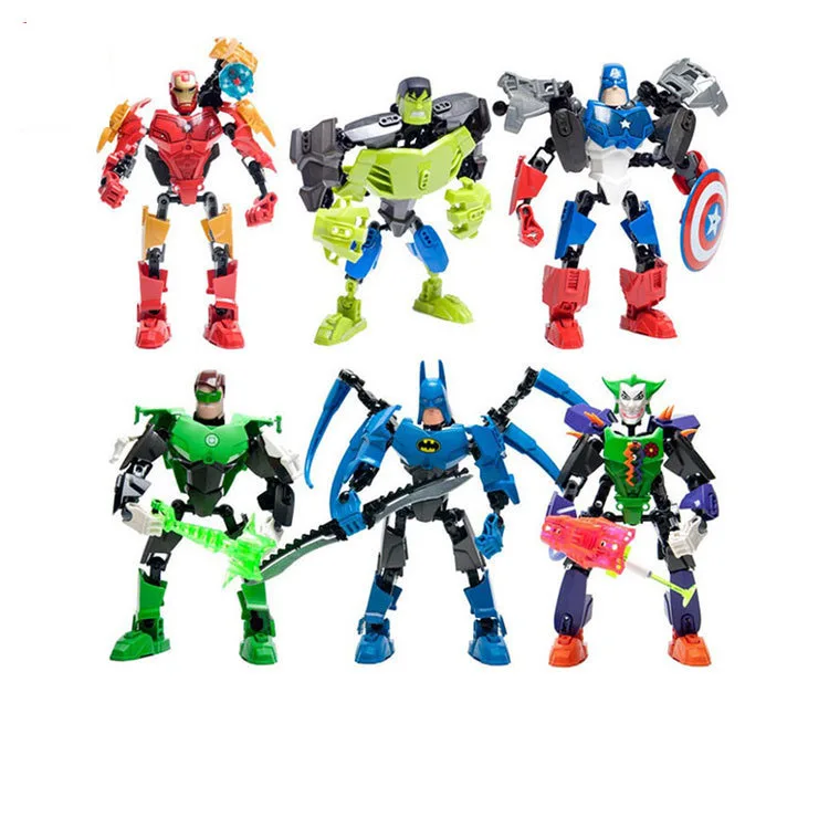 

6pcs/lot Super Hero Factory Iron Man Hulk Batman Captain America robot building blocks kids DIY bricks toys legoing