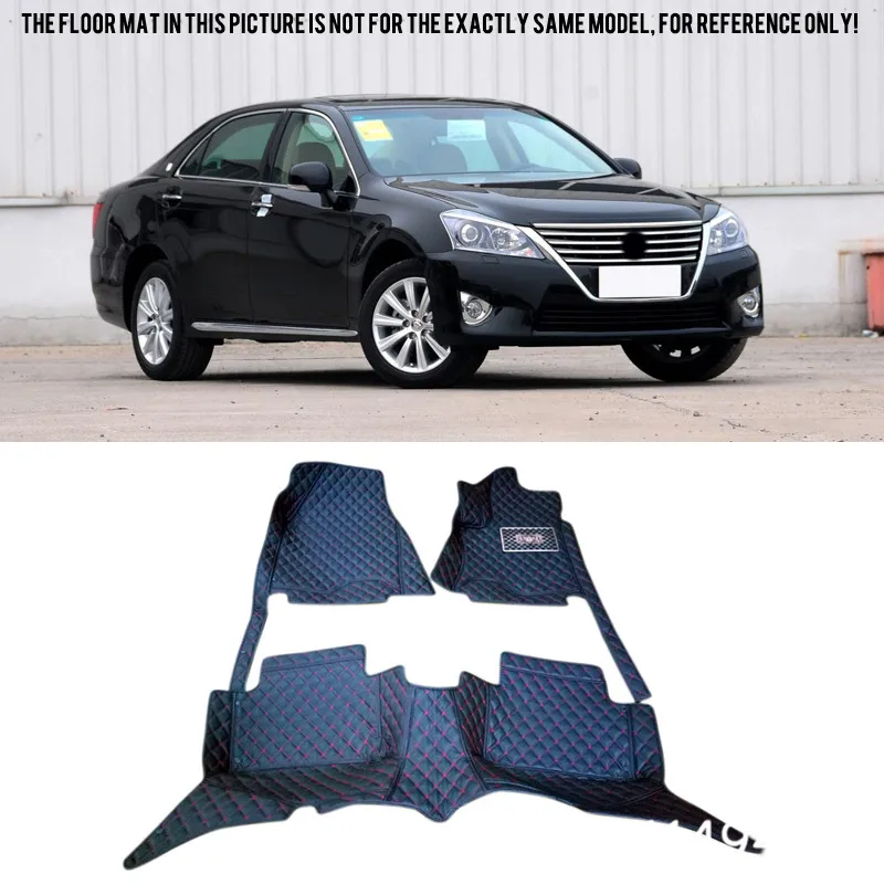 

Interior Leather Custom Car Styling Auto Front & Rear Floor Mats Full Set Carpets Accessories for Toyota Crown 2010 2011 2012