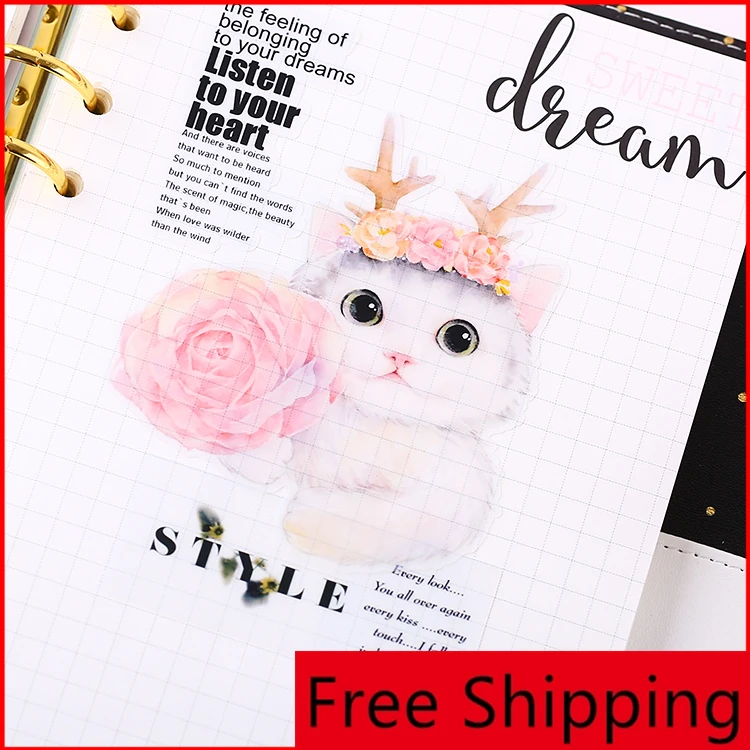

13 pcs pretty cat personalized scrapbook Stickers scrapbooking material personalized sticker happy planner decoration craft