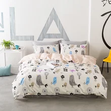 Cute Birds Printed Bed Linens For Adults 100% Cotton Flowers Duvet Cover Bed Sheet Pillow Case Twin Queen King Size Beddings