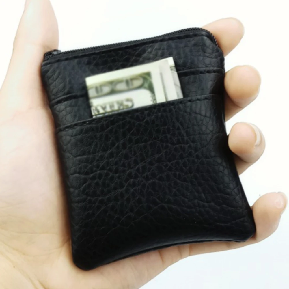 

Card Holder Zipper Men Wallet Short Solid Small Coin Purse Key Fashion Storage Synthetic PU Soft Large Capacity Casual