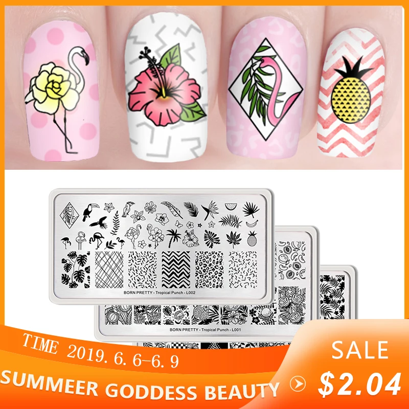 

BORN PRETTY Nail Art Stamping Template Rectangle Nail Art Stamp Stamping Plate Tropical Punch Fruit Pattern Image Plate Stencils